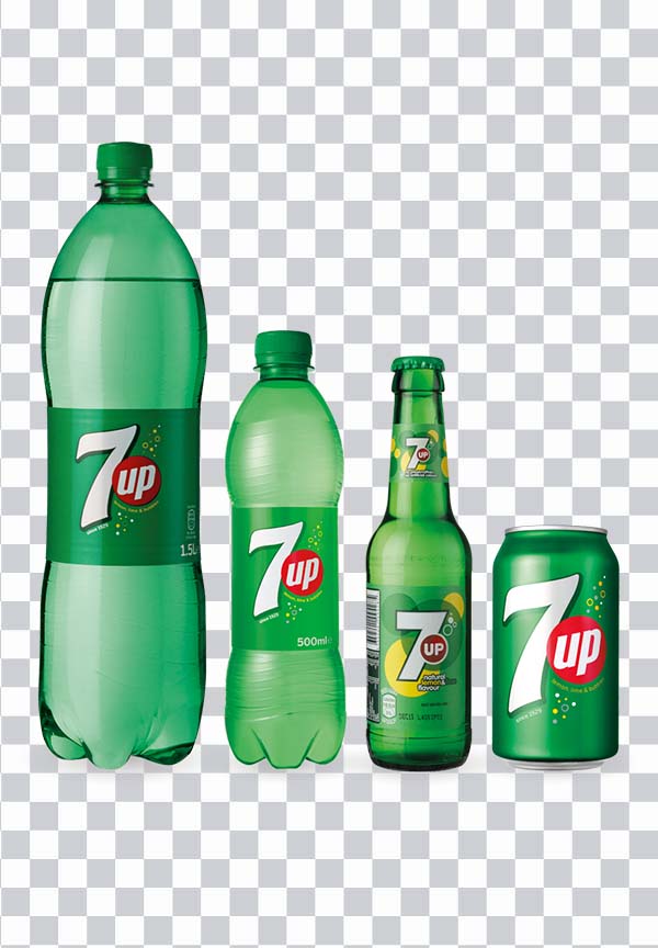7UP soda bottles and can, Fizzy Drinks, pepsi <br></noscript>bottle, food, plastic Bottle png