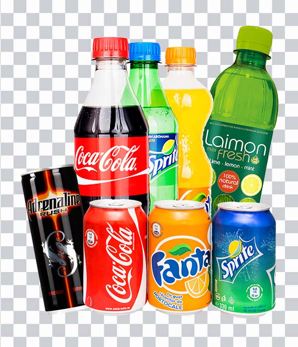 Assorted beverage container lot, Soda can, <br></noscript> Cola, Lemon soda, Fanta, Sprite, Fizzy drinks png free