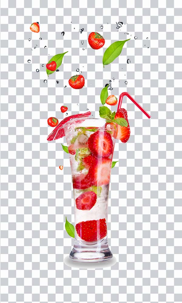 Succo di fragola, Strawberry Juice, Glass, Sliced, <br></noscript> Strawberry Slices, straw, png hd