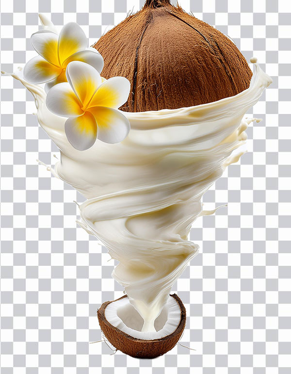 Coconut with Flowers, Milk Splash, coco milk, <br></noscript> Summer Wallpaper, coco powder milk twister png free