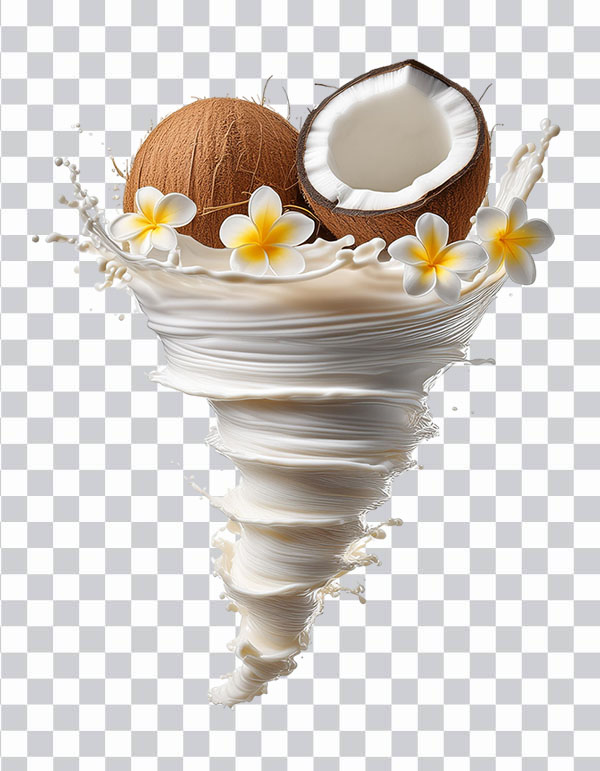 Coconut with Flowers, Milk Splash, coco milk, <br></noscript> Summer Wallpaper, coco powder milk, twister png free