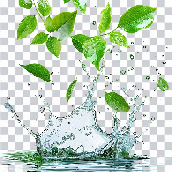 Water Splash, green, leaves falls into water, <br></noscript> drinking water, nature, illustration, png free