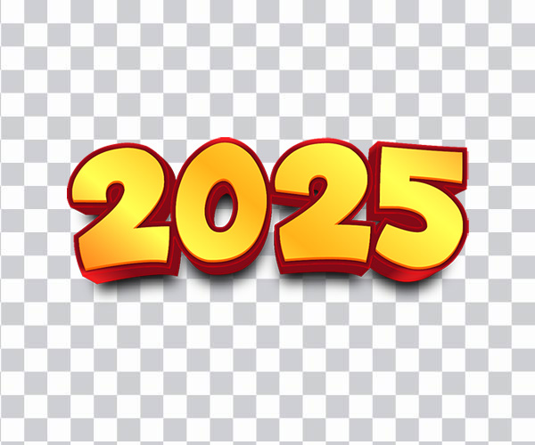 2025 3d Text Effect, Happy New Year png free