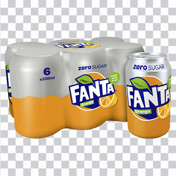 Fanta Orange Zero, Zero Sugar Drink, Fanta Can 330 ml, Fanta<br> Suger Free tin pack, fizzy drinks, fanta can png free